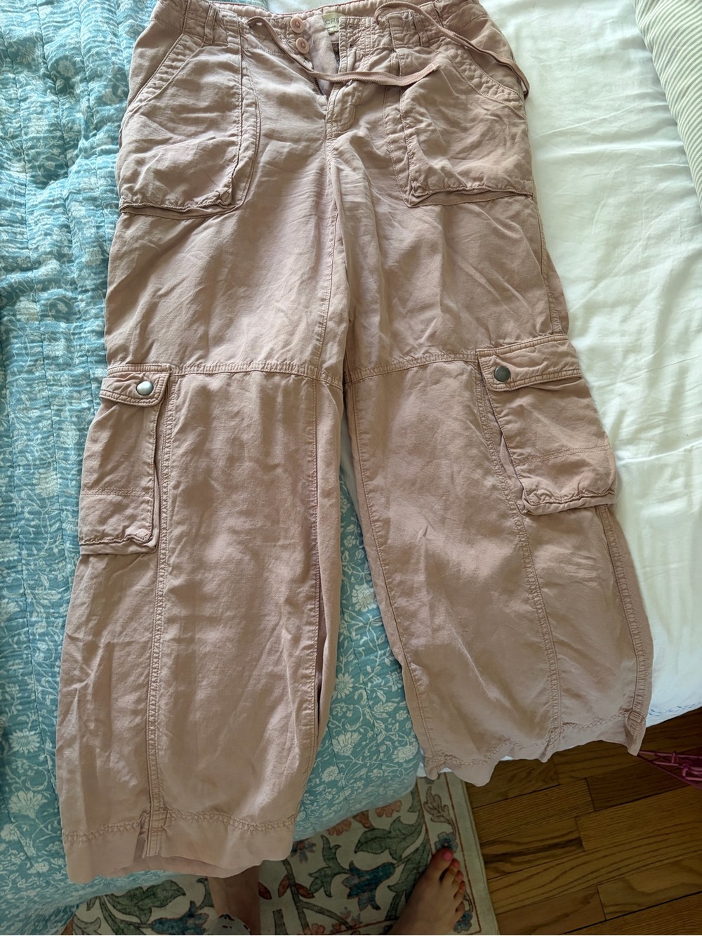 Light Pink Cargo Crop Pants